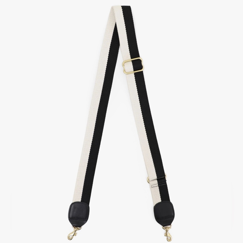 Clare V Black & Cream Adjustable Webbing Strap